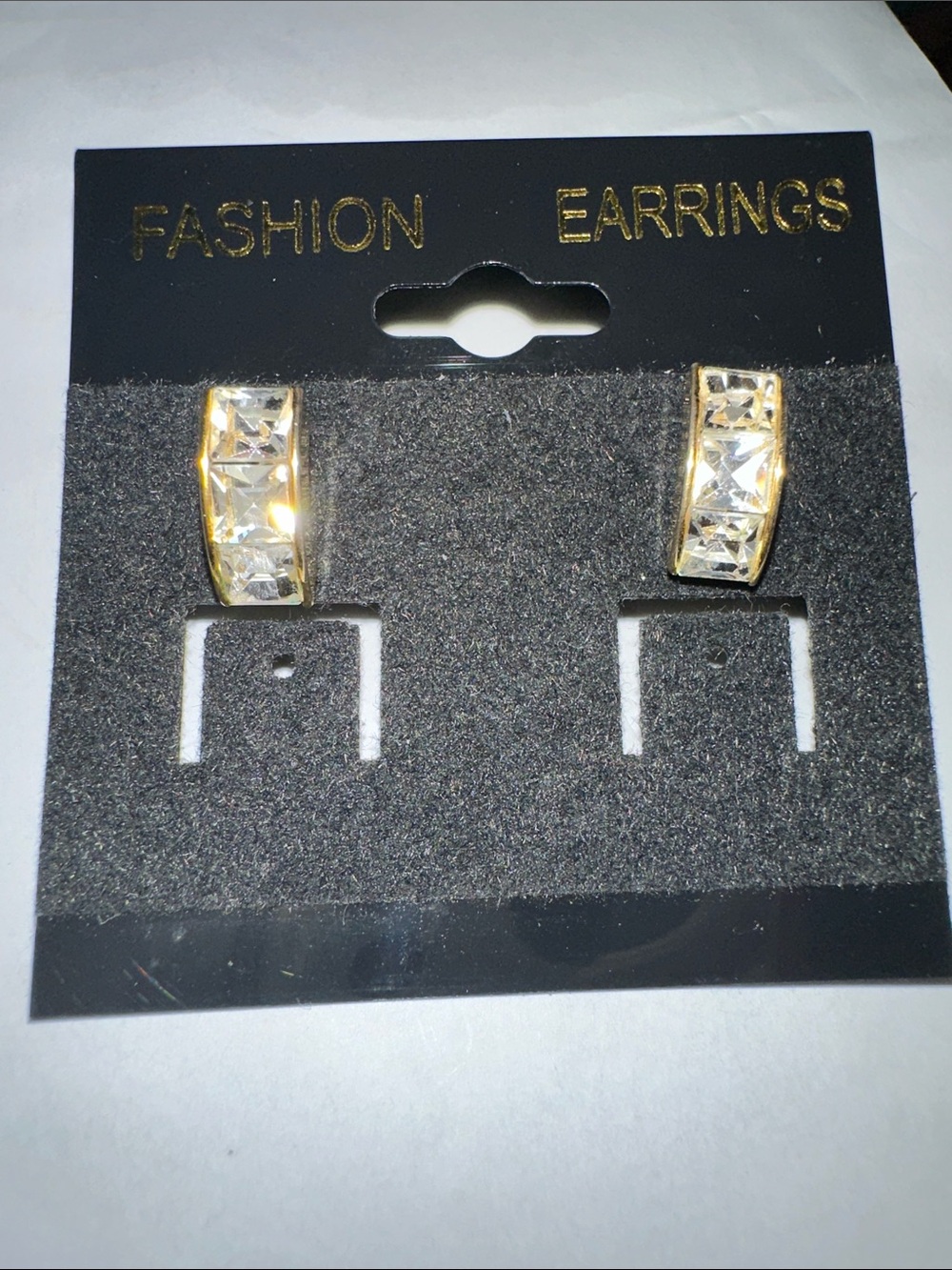 Gold-Tone Crystal Huggie Earrings -
